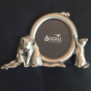 New SEAGULL PEWTER Mother Cat + Kitten Pewter Photo Frame